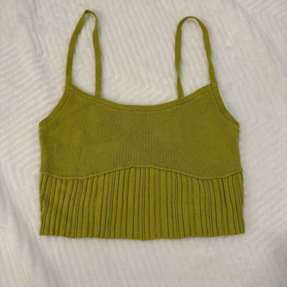 PacSun Moss Green Ribbed Crop Top